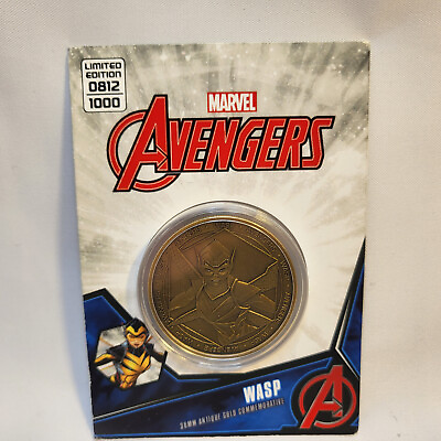 #ad New Wasp Avengers 38mm Antique Gold Commemorative Limited Edition Coin 0812 1000