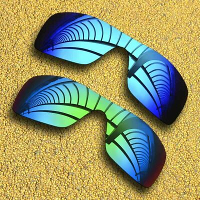 #ad US 2 Pieces Lenses Replacement for Oakley Batwolf OO9101 Ice Blueamp;Green Mirror