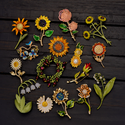 #ad Women Vintage Flower Leave Enamel Brooch Pin Plant Badges Accessories Corsage