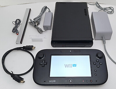 #ad Nintendo Wii U Gaming System 32GB Console Gamepad Complete Bundle Matte BLACK