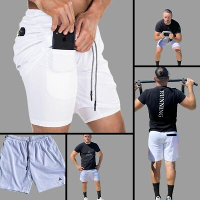 #ad 2 in 1 running mens shorts A mont ultra dry Liner Compression with phone pocket