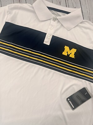 #ad Colosseum University of Michigan Wolverines White Polo Shirt Men#x27;s Large New
