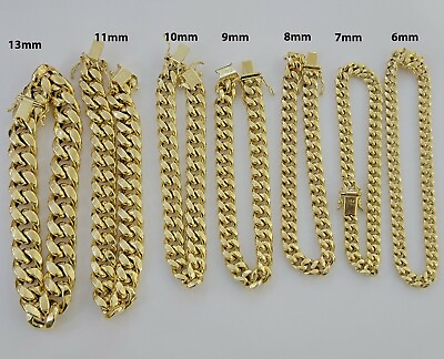 #ad 10k Yellow Gold Bracelet Miami Cuban Link 6mm 15mm 7.5quot; 9quot; REAL Real Gold Sale