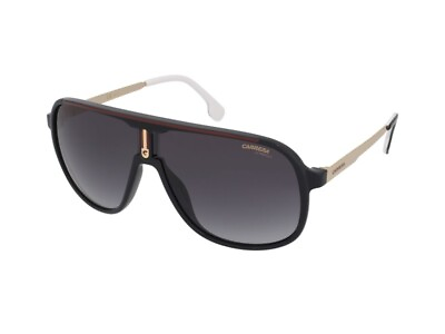 #ad New Carrera 1007 S 807 9O Aviator Shiny Black Gray Gradient Sunglasses Authentic