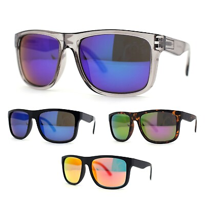 #ad Color Mirror Mens Sport Rectangle Horn Rim Plastic Sunglasses