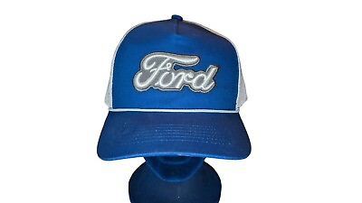 #ad Authentic FORD LOGO Roped BLUE TRUCKER Mesh back SNAPBACK HAT CAP