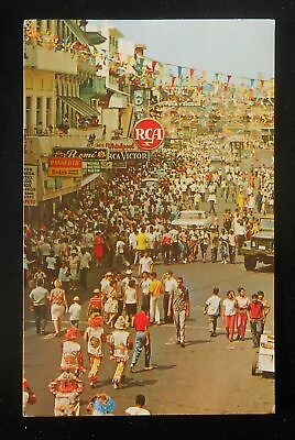 #ad 1967 Central Avenue at Carnival Time Old Cars Stores Signs Panama City Panama PC $7.82