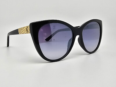#ad Guess GF6069 01B Black Gold Frame Silver Mirror Gradient Lens Cat Eye Sunglasses