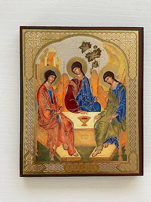 #ad Orthodox Byzantine Icon Holy Trinity 3 Angel Andrei Rublev 10x12 cm