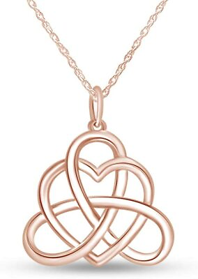 #ad Heart Celtic Vintage Pendant Necklace 14K Rose Gold Plated Sterling 18quot;