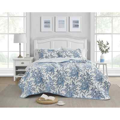 #ad BEAUTIFUL COZY FRENCH SHABBY COUNTRY SOFT LIGHT BLUE WHITE FLORAL LEAF QUILT SET