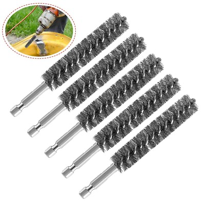 #ad 5pcs Stainless Steel Cleaning Wire Brush With Hex Shank Handle for Power Drill