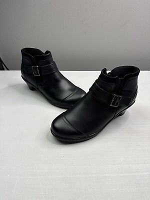 #ad Bioheels Women Boots Sz 9 B Med Black Leather 241 Emma Ankle Heel Zip Orthofeet