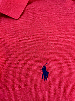 #ad Polo by Ralph Lauren Fuschia S S Mens Polo Shirt Size Large Cotton Preppy