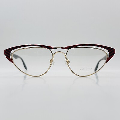 #ad Theo van Doesburg eyeglasses Ladies Angular Red Black Cateye Vintage 80s quot; 116