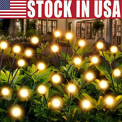 #ad 8 LED Solar Powered Firefly Swaying Lawn Lights Outdoor Garden Landscape Lamp US