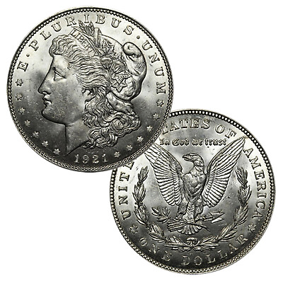 #ad 1921 90% Silver Morgan Dollar Brilliant Uncirculated