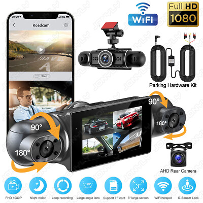 #ad 4 Channel Wifi Dash Cam 1080P HD Driving Recorder Car FrontRear Camera G Sensor