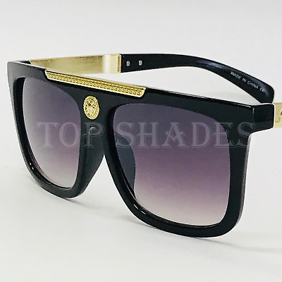 #ad For Men Sunglasses New Design Hip Hop Fashion Rap Black Lens Glasses Retro Gold $13.99