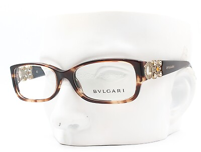 #ad Bvlgari 4067B 5218 Eyeglasses Glasses Marbled Brown w Swarovski Crystals 51mm