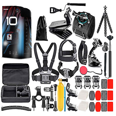 #ad GoPro HERO10 Black Waterproof Action Camera 50 Piece Accessory Kit Bundle