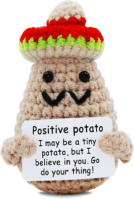 #ad Adorable Handmade Knitted Positive Potato Sombrero Doll 3 Inch Mini Funny Knitt