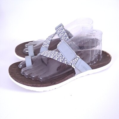 #ad Merrell Womens Around Town Sunvue Gray Woven Flat Slide Sandals 9