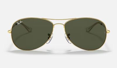#ad Ray Ban Cockpit Unisex Sunglasses RB3382 001 Gold Oval Green Non Polarized 59mm
