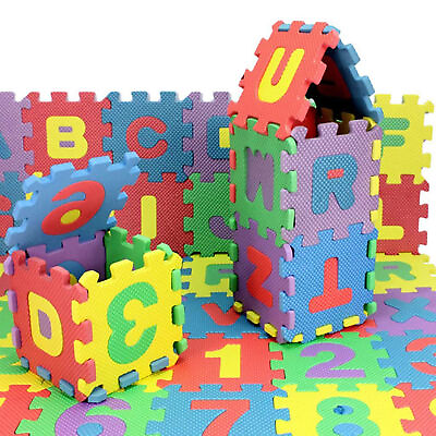 #ad 1.9In*36Pcs Eva Foam Kids Baby Play Mat Alphabet Number 123 Floor Puzzle Jigsaw