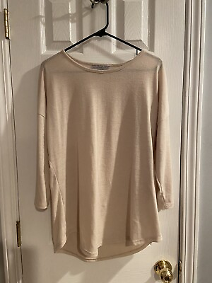 #ad 12 thompson womens Color Tan Size Large Long Sleeve Pullover Sweater Tunic Top