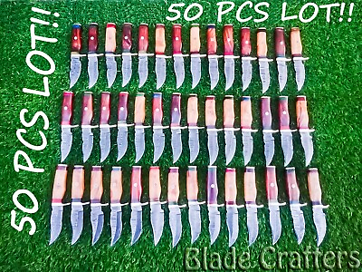 #ad 50 PCS LOT HAND FORGED DAMASCUS BLADE HANDMADE CAMPING SKINNER HUNTING KNIVES $299.99