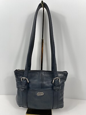 #ad Silver Star Glove Leather Dark Blue Leather Lined Shoulder Bag