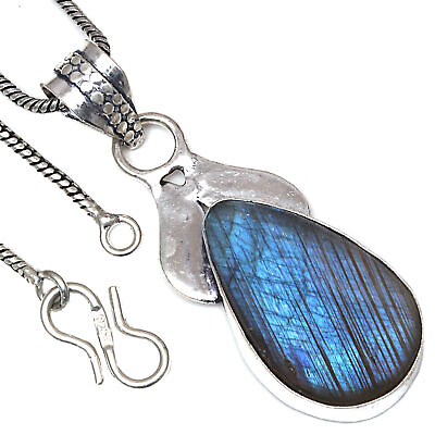 #ad Pendant Blue Fire Labradorite Gemstone Handmade Antique 925 Silver Jewelry 2quot; $7.19
