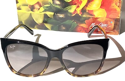 #ad Maui Jim ALEKONA Sunglasses Black fade Polarized Gray ST Glass Lens GS793 02T