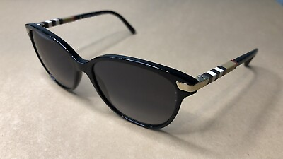 #ad BURBERRY B4216 3001 T3 Black Cat Eye Polarized Grey Sunglasses Made In Italy