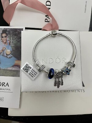 #ad Pandora 925 Silver Bracelet Star Charm 7.5 Inch New With Box