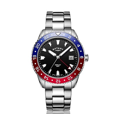 #ad Rotary Watches Gents Steel GMT Quartz Watch on Bracelet Henley GB05108 30