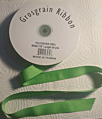 #ad 7 8” Lime Green Grosgrain Ribbon Sold By The yard FREE SHIPPING