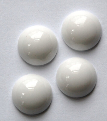 #ad Vintage White Glass Cabochons 15mm 4 cab705H