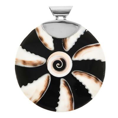 #ad 925 Sterling Silver Cone Shell In Black Sterling Pendant 2quot;