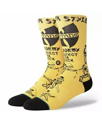 #ad STANCE Men Anthem Wu Tang Clan Protect Ya Neck Crew Socks Large 9 12 Yellow Bl