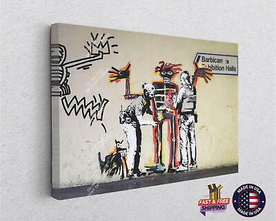 #ad Banksy Basquiat Barbican Graffiti Classic Street Banksy Wall Art Canvas