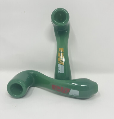 #ad GRAV 6 Inch Classic Glass Sherlock Green Colored Glass Pipe