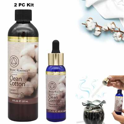 #ad 2PC Kit Clean Cotton Scent Fragrance Oil Diffuser Burner Candle Fresh Home Aroma