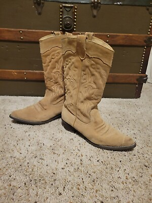 #ad Aldo Womens Tan Suede Pointed Toe Cowboy Boots Size 39