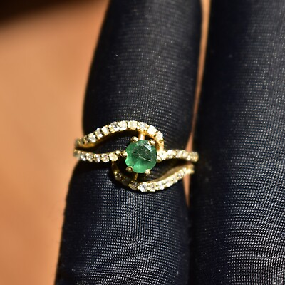 #ad Amazing style vintage gold ring Emerald ring gift wedding bride ring C6948
