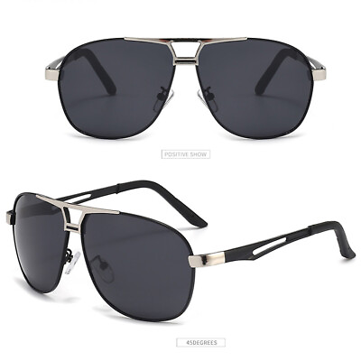 #ad Mens Polarized Sunglasses Classic Black Pilot Style Sun Glasses UV400 Protection