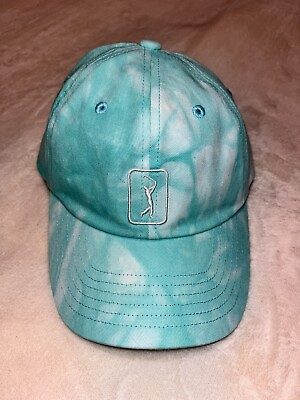 #ad PGA Tour Clubhouse Golf Mens Turquoise White Washed Adjustable Cap Hat $17.84