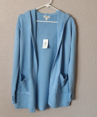 #ad Style amp; Co Womens Blue Hoodie Cardigan Sweater Size PP New With Tags #1J372