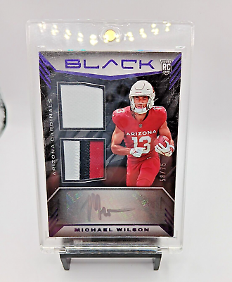 #ad 2023 PANINI BLACK MICHAEL WILSON ROOKIE AUTO PATCH SILVER INK SIGNATURE SP # 75